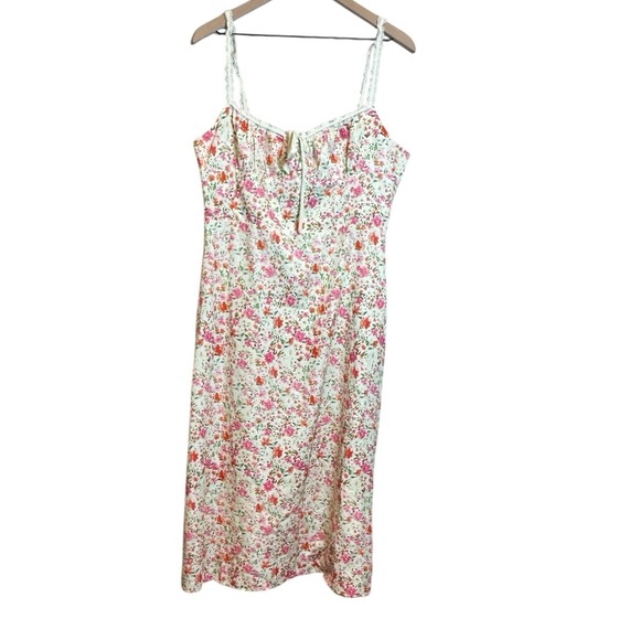 Commense Dresses & Skirts - COMMENSE‎ Babydoll Floral Trim Cami Midi Dress in Multicolor Flowers Size XL